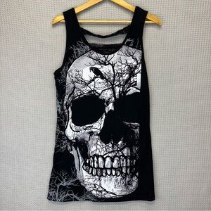 Jawbreaker Black Skull Mini Shirt Dress XL Lace Sleeveless Halloween Crow Grunge